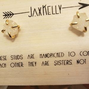 White Druzy Earrings